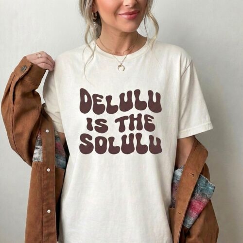 delulu is the solulu retro t shirt &ndash; soft lightweight crew tee